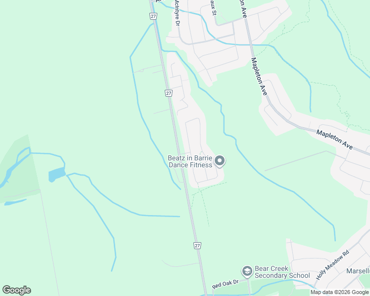 map of restaurants, bars, coffee shops, grocery stores, and more near in Barrie