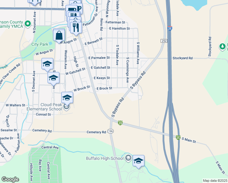 map of restaurants, bars, coffee shops, grocery stores, and more near 397 East Brock Street in Buffalo