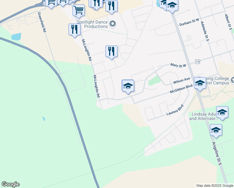 map of restaurants, bars, coffee shops, grocery stores, and more near 4 Dormer Road in Kawartha Lakes