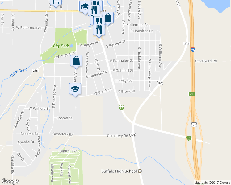 map of restaurants, bars, coffee shops, grocery stores, and more near 620 South Main Street in Buffalo