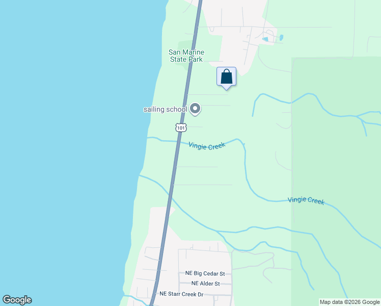 map of restaurants, bars, coffee shops, grocery stores, and more near 1-483 NE Vingie St in Yachats