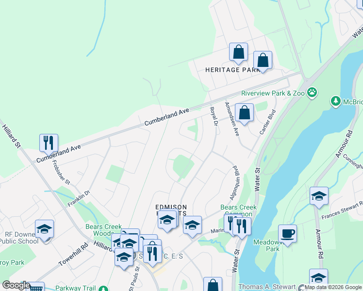 map of restaurants, bars, coffee shops, grocery stores, and more near in Peterborough
