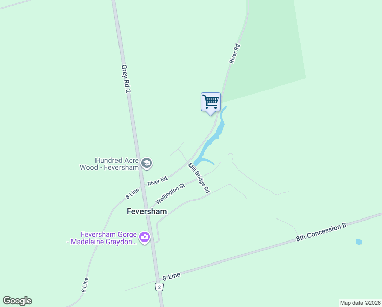 map of restaurants, bars, coffee shops, grocery stores, and more near 132 River Road in Feversham