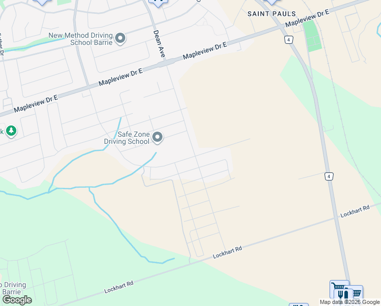map of restaurants, bars, coffee shops, grocery stores, and more near 152 Greer Street in Barrie