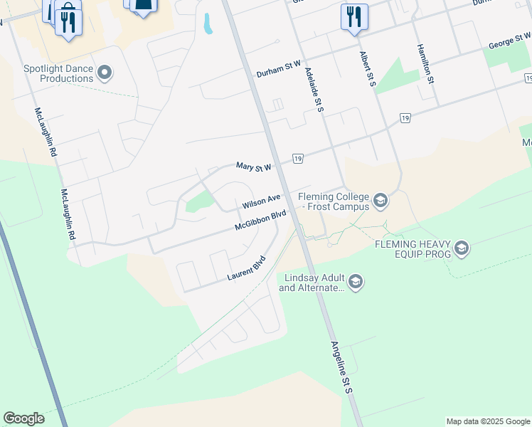 map of restaurants, bars, coffee shops, grocery stores, and more near 14 Wilson Avenue in Kawartha Lakes