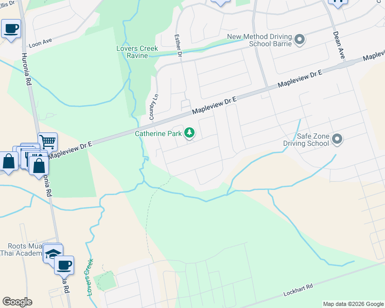 map of restaurants, bars, coffee shops, grocery stores, and more near in Barrie