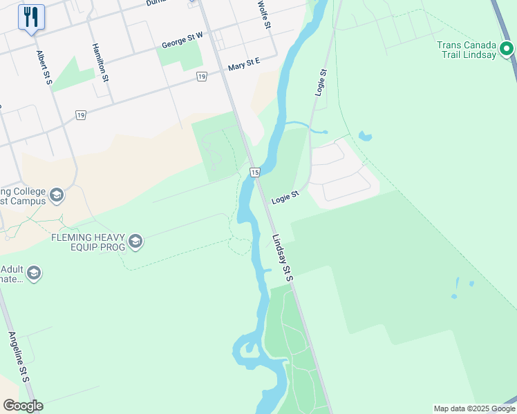 map of restaurants, bars, coffee shops, grocery stores, and more near 331 Logie Street in Kawartha Lakes