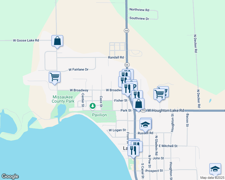 map of restaurants, bars, coffee shops, grocery stores, and more near 300 Broadway Street in Lake City