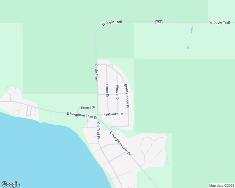 map of restaurants, bars, coffee shops, grocery stores, and more near 301 Prospect Drive in Houghton Lake