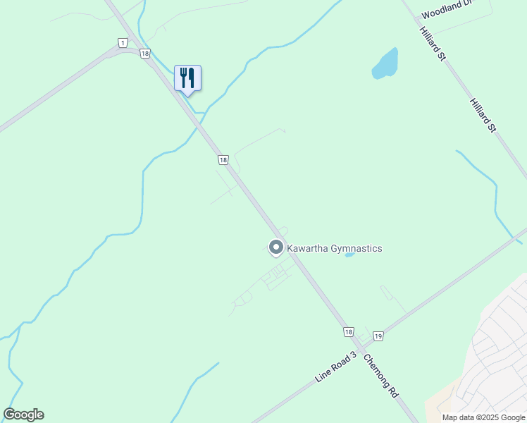 map of restaurants, bars, coffee shops, grocery stores, and more near 1596 Chemong Road in Peterborough