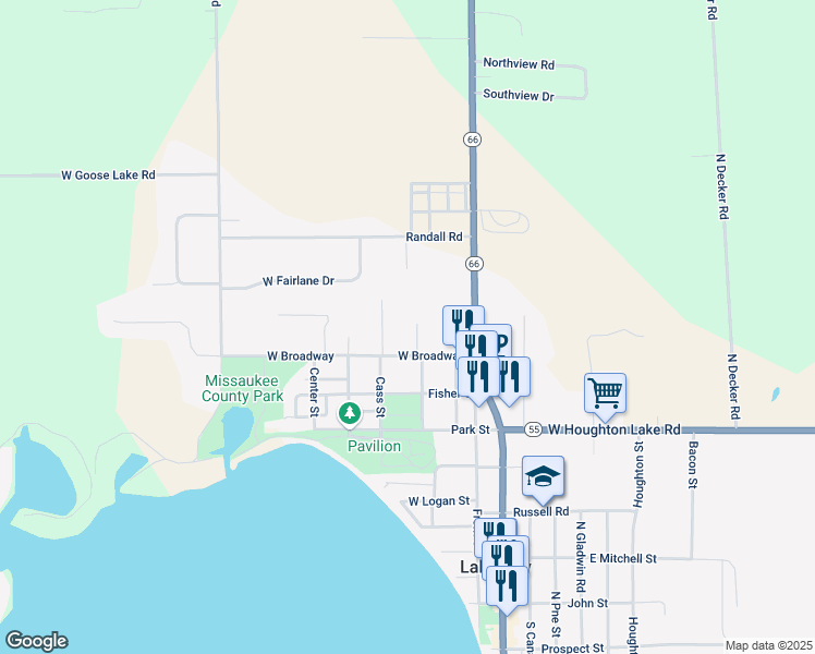 map of restaurants, bars, coffee shops, grocery stores, and more near 300-314 Broadway Street in Lake City