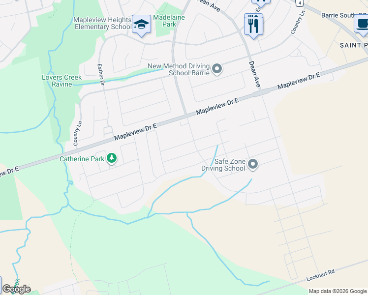 map of restaurants, bars, coffee shops, grocery stores, and more near in Barrie