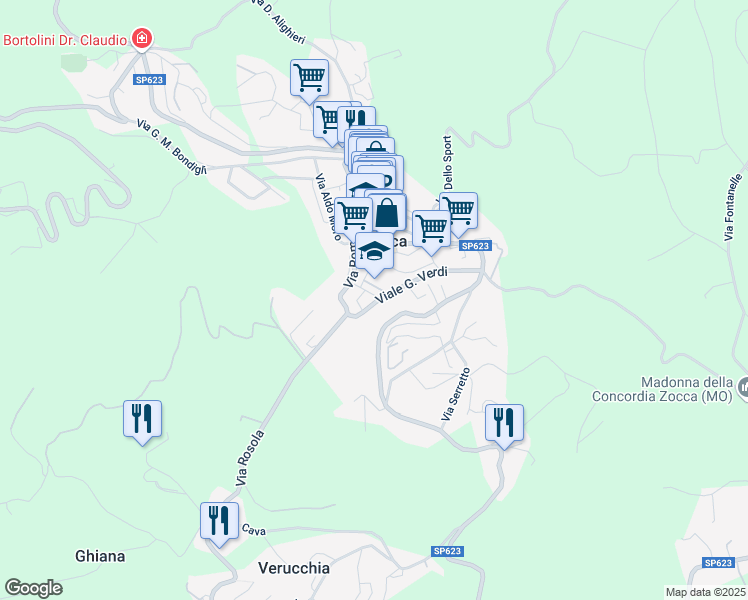 map of restaurants, bars, coffee shops, grocery stores, and more near 106 Via Salvo D'Acquisto in Zocca