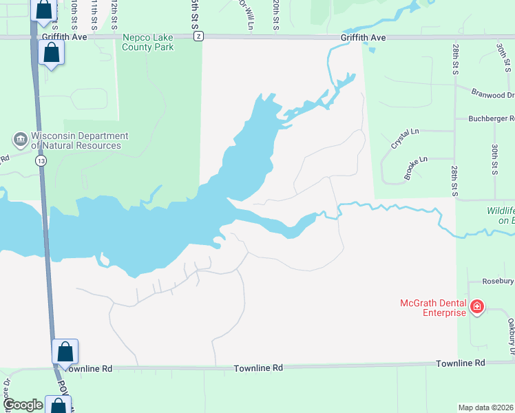 map of restaurants, bars, coffee shops, grocery stores, and more near 1740 flyrod trail in Wisconsin Rapids