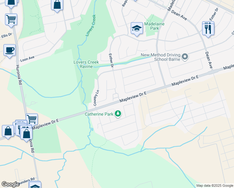 map of restaurants, bars, coffee shops, grocery stores, and more near in Barrie