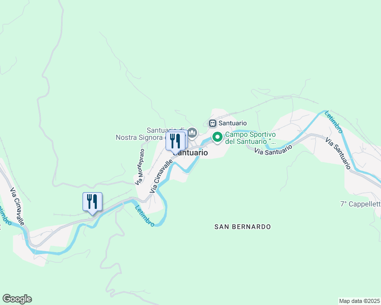 map of restaurants, bars, coffee shops, grocery stores, and more near in Santuario