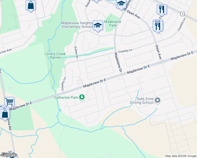 map of restaurants, bars, coffee shops, grocery stores, and more near 119 Nathan Crescent in Barrie