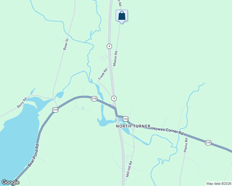 map of restaurants, bars, coffee shops, grocery stores, and more near 45 Trask Road in Turner