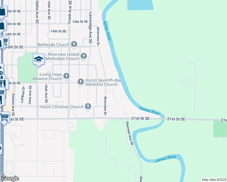 map of restaurants, bars, coffee shops, grocery stores, and more near 1098 Valley View Ct in Huron