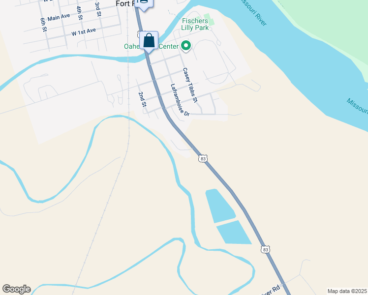 map of restaurants, bars, coffee shops, grocery stores, and more near 701-799 1st Street in Fort Pierre