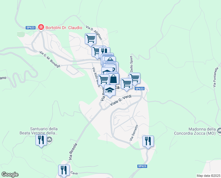 map of restaurants, bars, coffee shops, grocery stores, and more near in Province of Modena