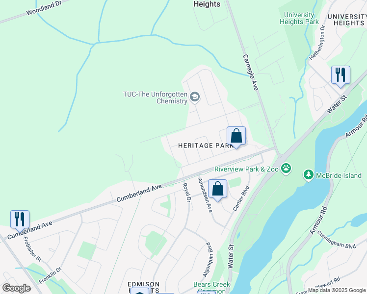 map of restaurants, bars, coffee shops, grocery stores, and more near Blacksmith Way in Peterborough