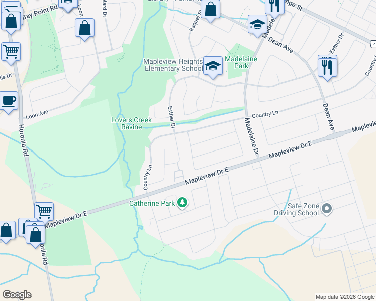 map of restaurants, bars, coffee shops, grocery stores, and more near 209 Nathan Crescent in Barrie