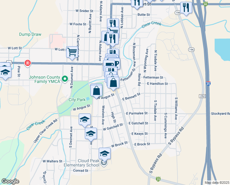 map of restaurants, bars, coffee shops, grocery stores, and more near 51 South Main Street in Buffalo