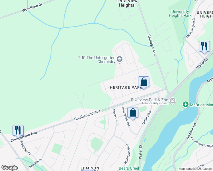 map of restaurants, bars, coffee shops, grocery stores, and more near 354 Blacksmith Way in Peterborough