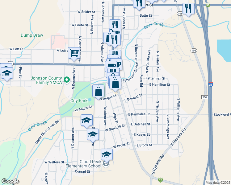 map of restaurants, bars, coffee shops, grocery stores, and more near 51 South Main Street in Buffalo