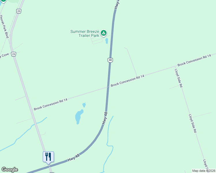 map of restaurants, bars, coffee shops, grocery stores, and more near Snoddon Road in Georgina