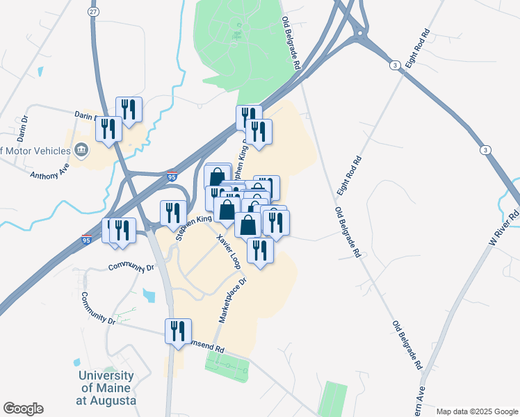 map of restaurants, bars, coffee shops, grocery stores, and more near 18 in Augusta