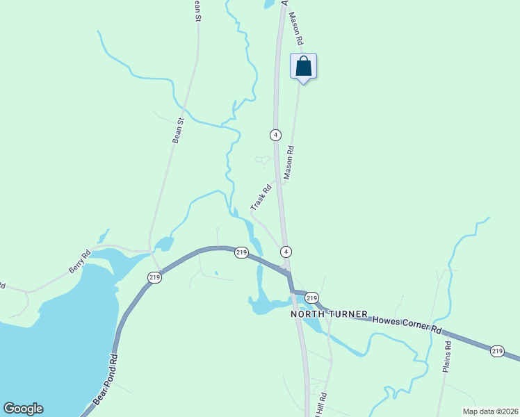 map of restaurants, bars, coffee shops, grocery stores, and more near 45 Trask Road in Turner