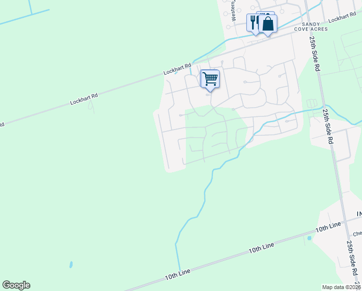 map of restaurants, bars, coffee shops, grocery stores, and more near 18 Comforts Cove in Innisfil