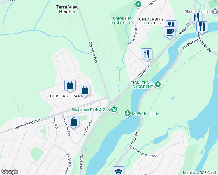 map of restaurants, bars, coffee shops, grocery stores, and more near 227 Carnegie Avenue in Peterborough