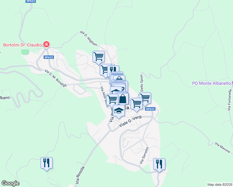 map of restaurants, bars, coffee shops, grocery stores, and more near 20 Via M. Tesi in Zocca