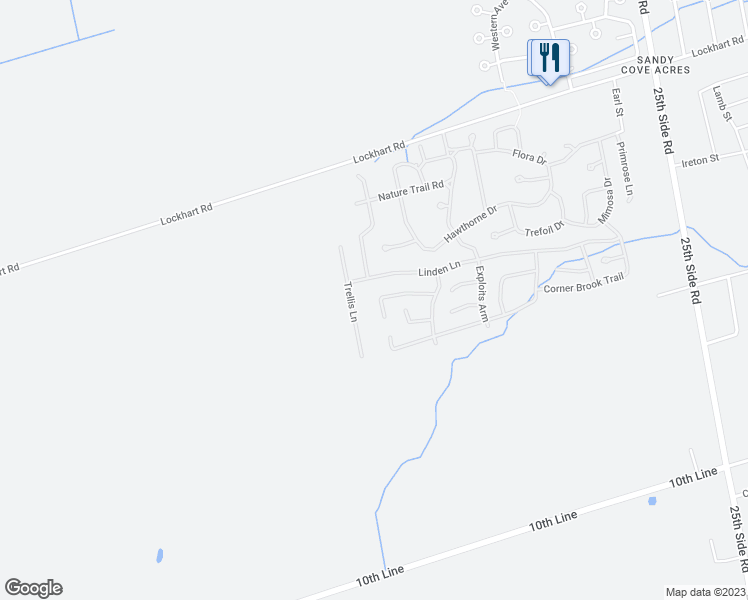 map of restaurants, bars, coffee shops, grocery stores, and more near 18 Comforts Cove in Innisfil