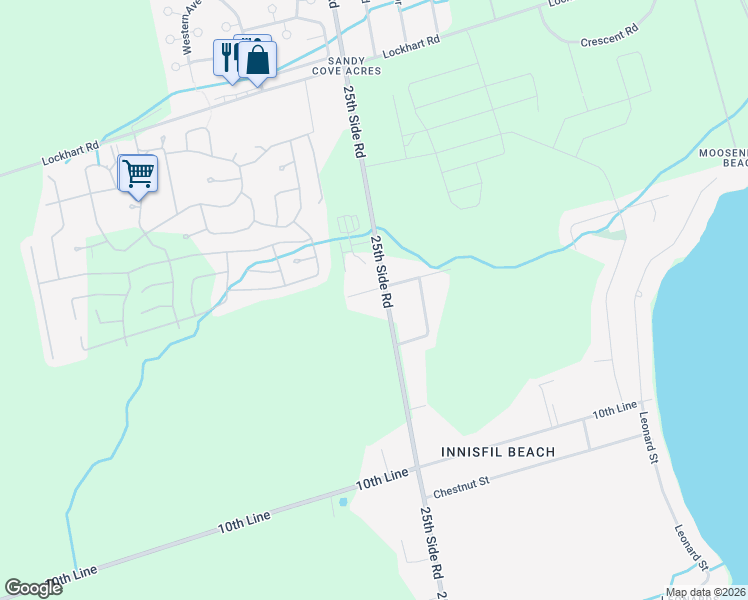 map of restaurants, bars, coffee shops, grocery stores, and more near 813 Cook Street in Innisfil