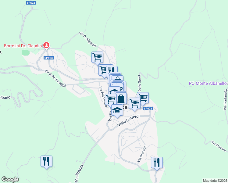 map of restaurants, bars, coffee shops, grocery stores, and more near 20 Via M. Tesi in Zocca
