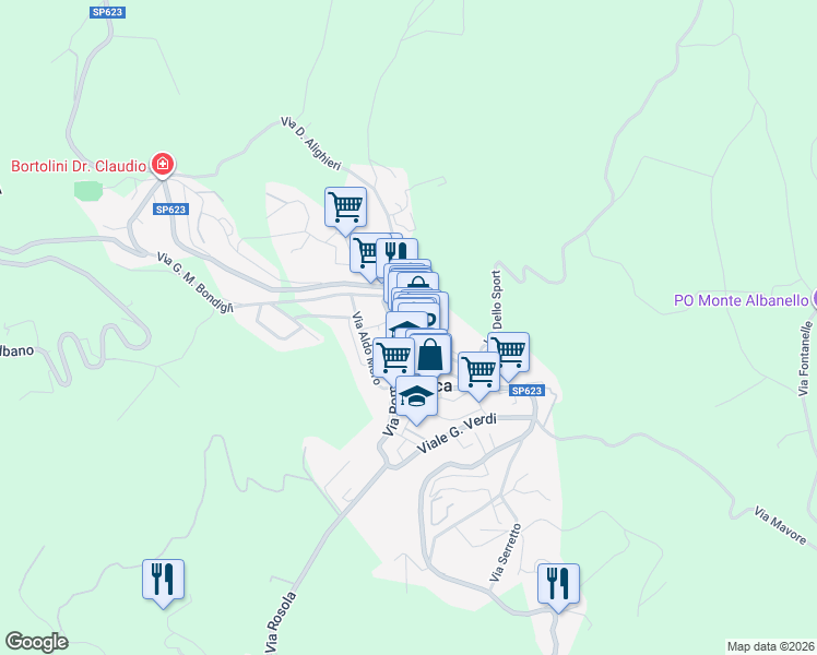map of restaurants, bars, coffee shops, grocery stores, and more near 20 Via M. Tesi in Zocca