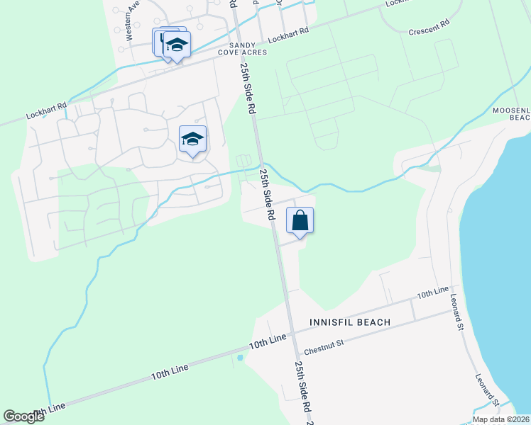 map of restaurants, bars, coffee shops, grocery stores, and more near 813 Cook Street in Innisfil