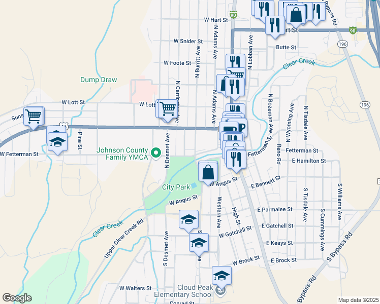 map of restaurants, bars, coffee shops, grocery stores, and more near 66 North Burritt Avenue in Buffalo