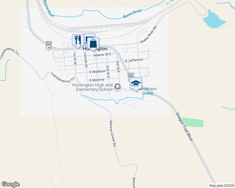map of restaurants, bars, coffee shops, grocery stores, and more near 590 2nd Street West in Huntington