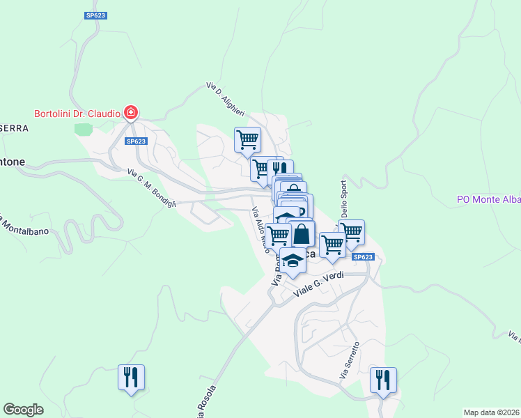 map of restaurants, bars, coffee shops, grocery stores, and more near 2 Via del Mercato in Zocca