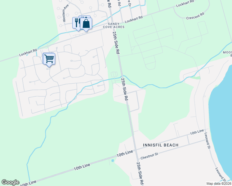 map of restaurants, bars, coffee shops, grocery stores, and more near 824 Cook Street in Innisfil