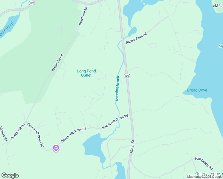 map of restaurants, bars, coffee shops, grocery stores, and more near 22 Denning Brook Road in Mount Desert