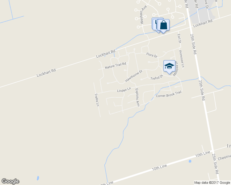 map of restaurants, bars, coffee shops, grocery stores, and more near 73 Linden Lane in Innisfil