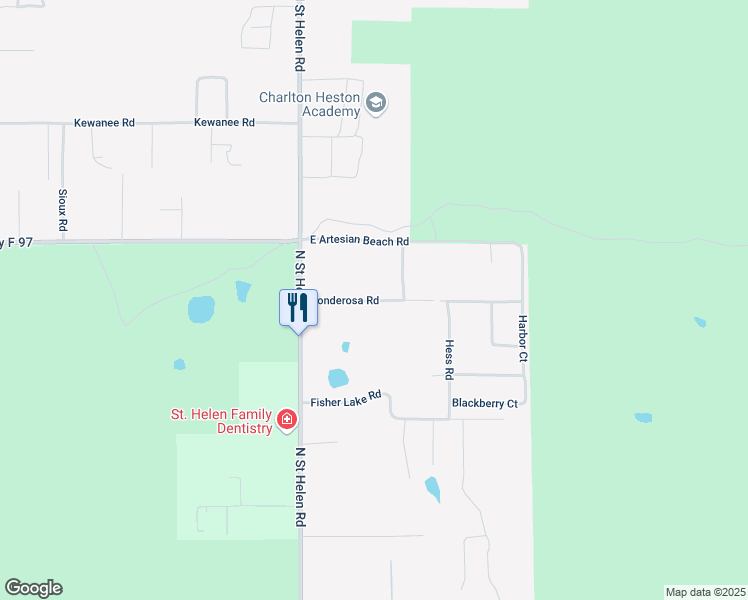 map of restaurants, bars, coffee shops, grocery stores, and more near 10055 Ponderosa Road in St. Helen