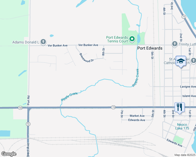 map of restaurants, bars, coffee shops, grocery stores, and more near in Port Edwards