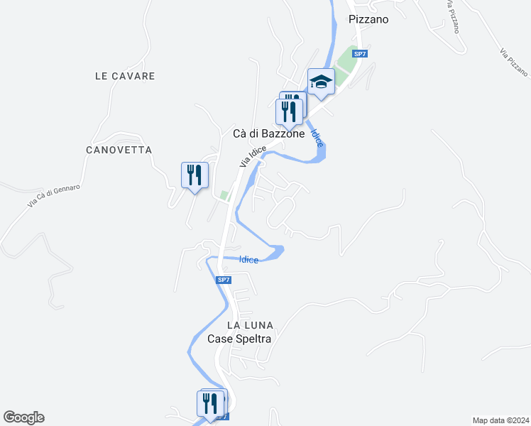 map of restaurants, bars, coffee shops, grocery stores, and more near 64 Via Canovetta in Pizzano